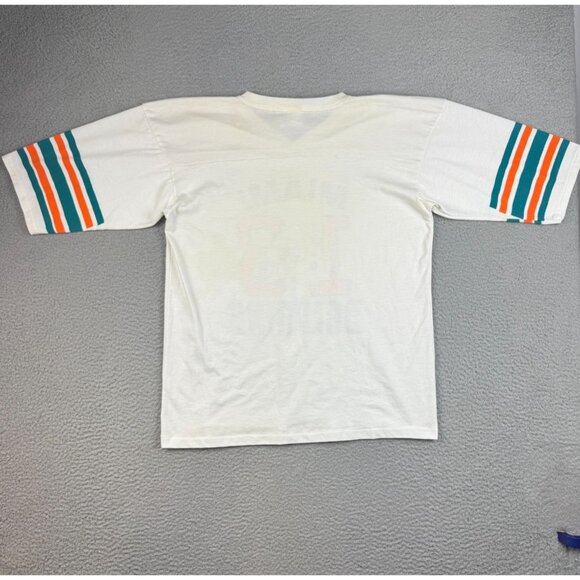 VTG Miami Dolphins Shirt Extra Large Dan Marino 80's USA Made Striped Sleeve - Picture 2 of 10